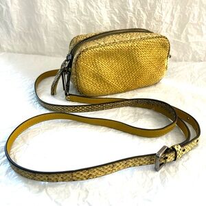 Alexandra Clancy Yellow & Brown Snake Print Leather Crossbody Bag